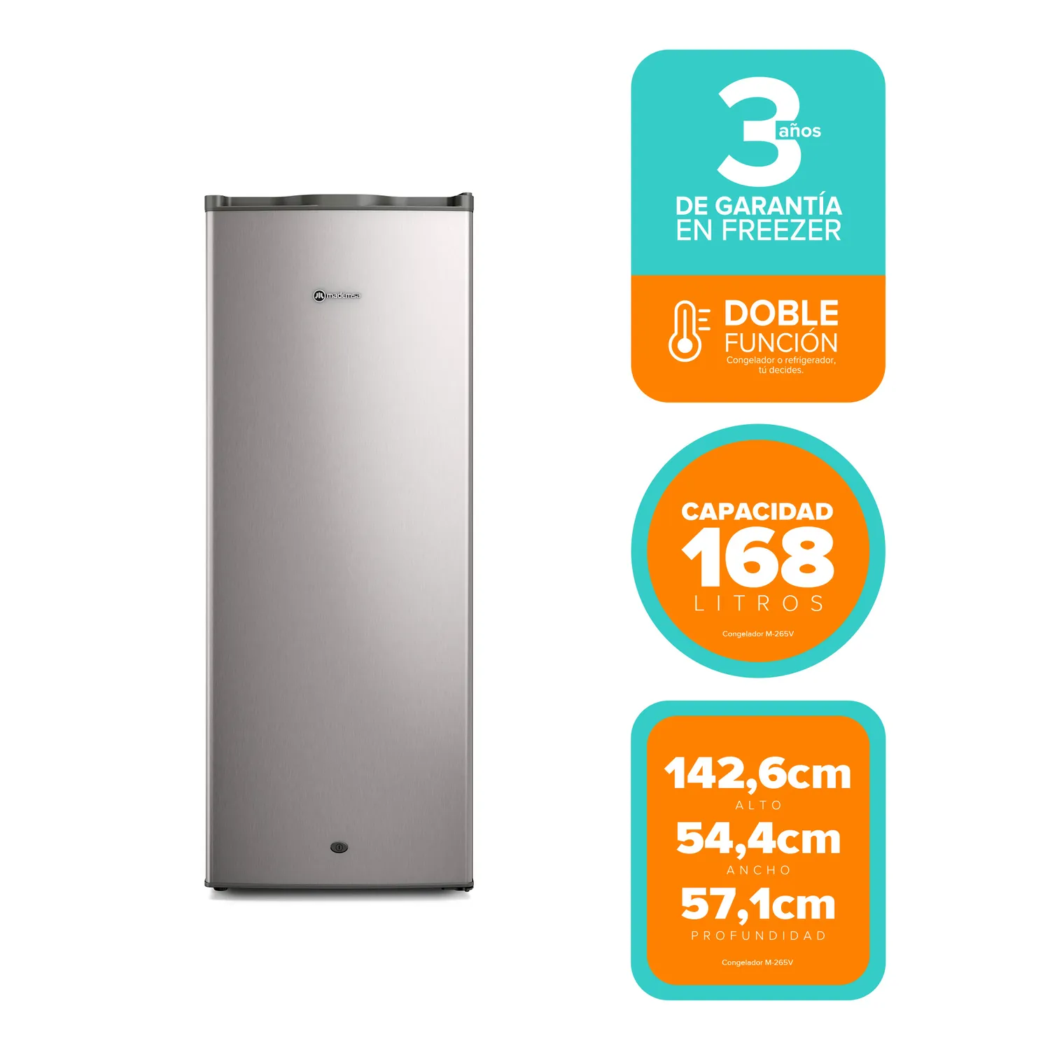 MADEMSA Congelador Freezer Mademsa Vertical 168L Frío Directo con