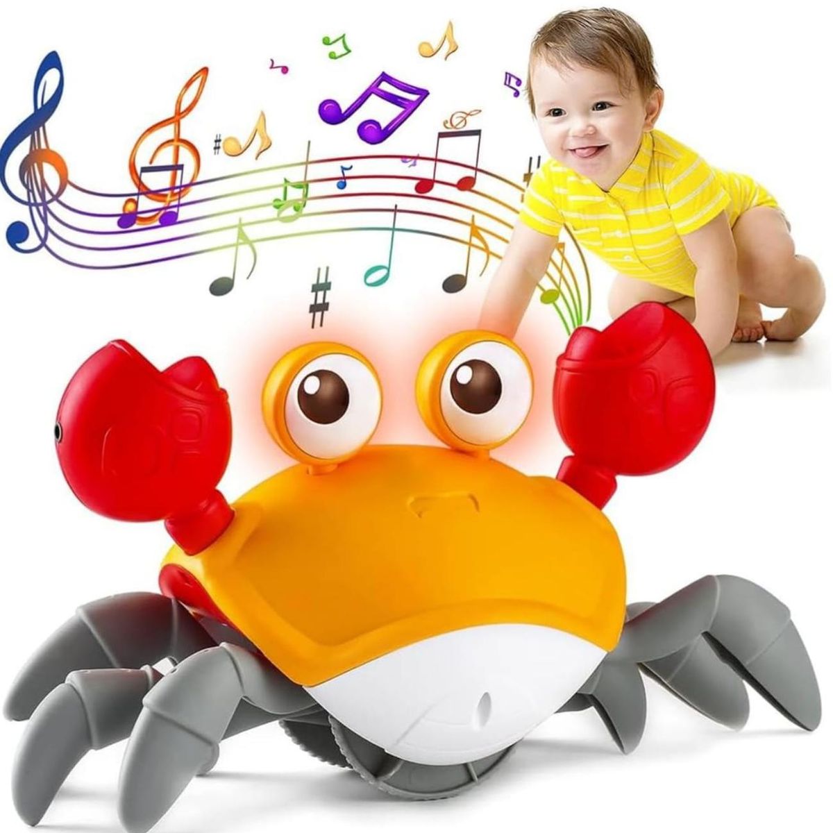 GENERICO - Cangrejo Musical Recargable USB Con Sensor Para Bebes