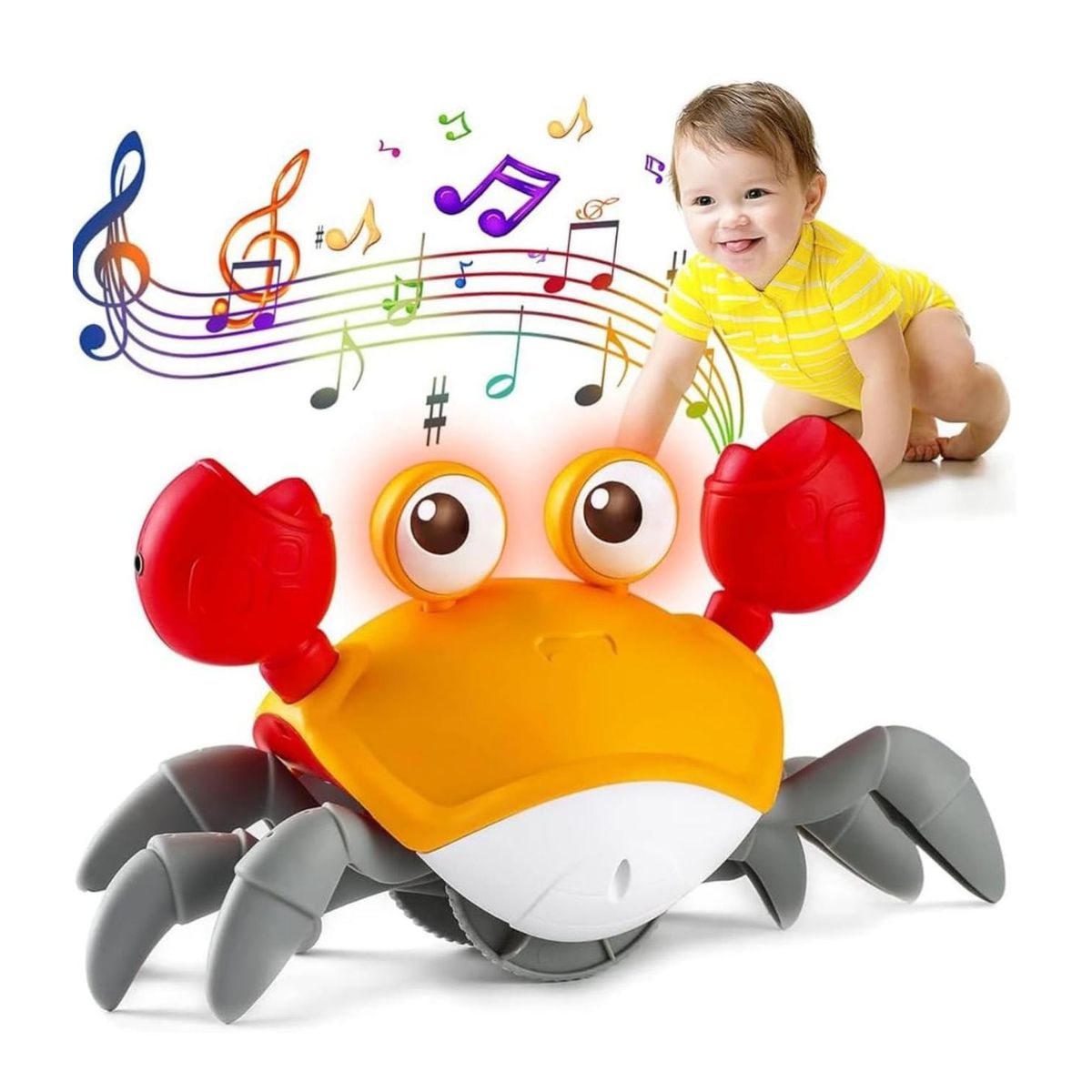 GENERICO - Cangrejo Musical Recargable USB Con Sensor Para Bebes