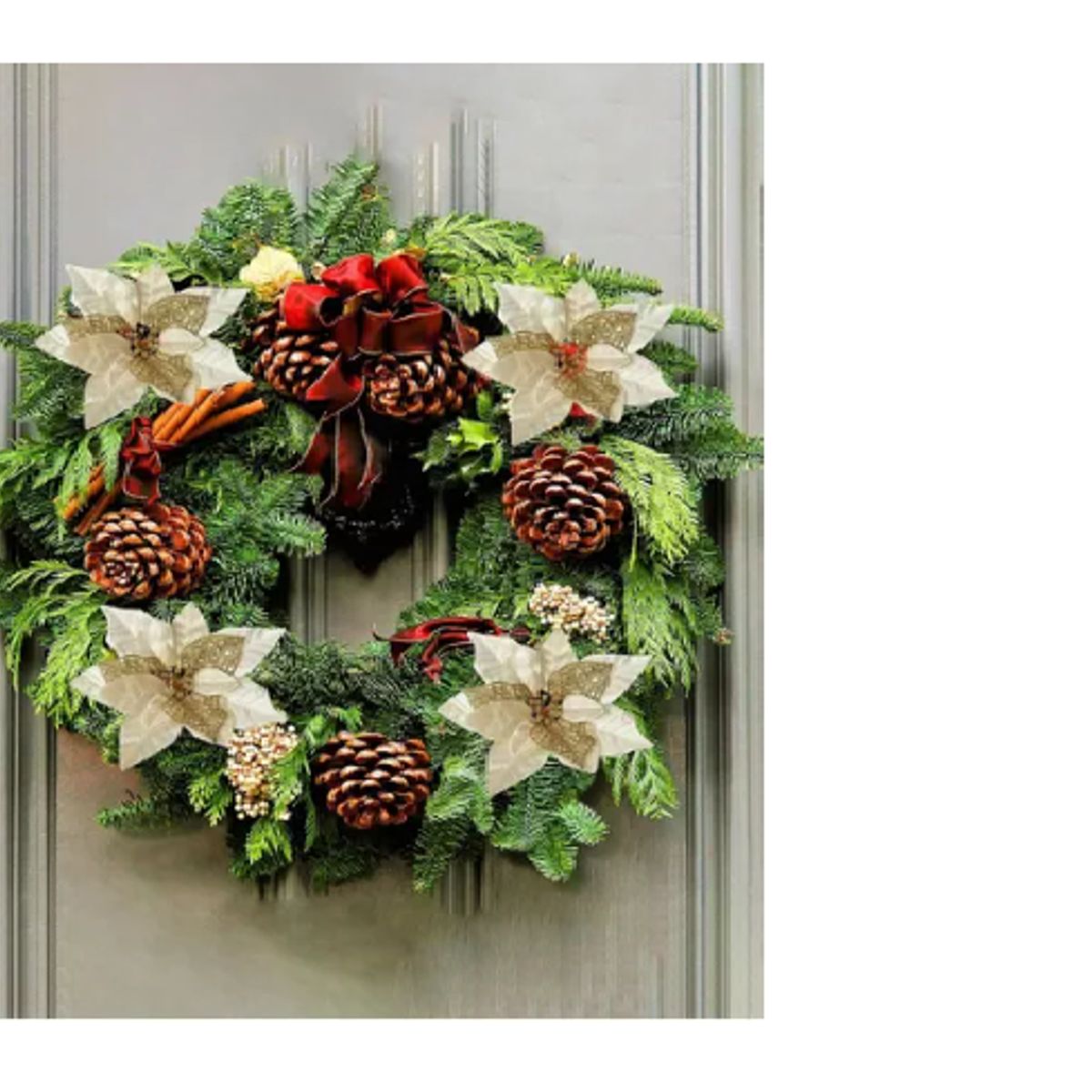 GENERICO - 12 Flores Navideñas 32cm Brillo Artificial Adorno Navidad