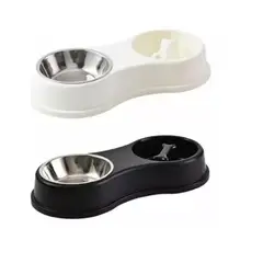 GENERICO - Cuenco Doble Para Mascotas - Perros Gatos Lento