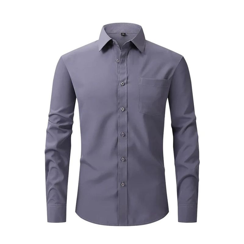 LEDUNTINO - Camisa casual de manga larga para hombre Blanco
