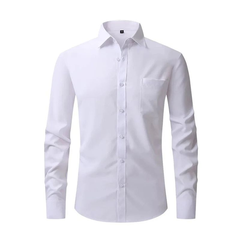 LEDUNTINO - Camisa casual de manga larga para hombre Blanco