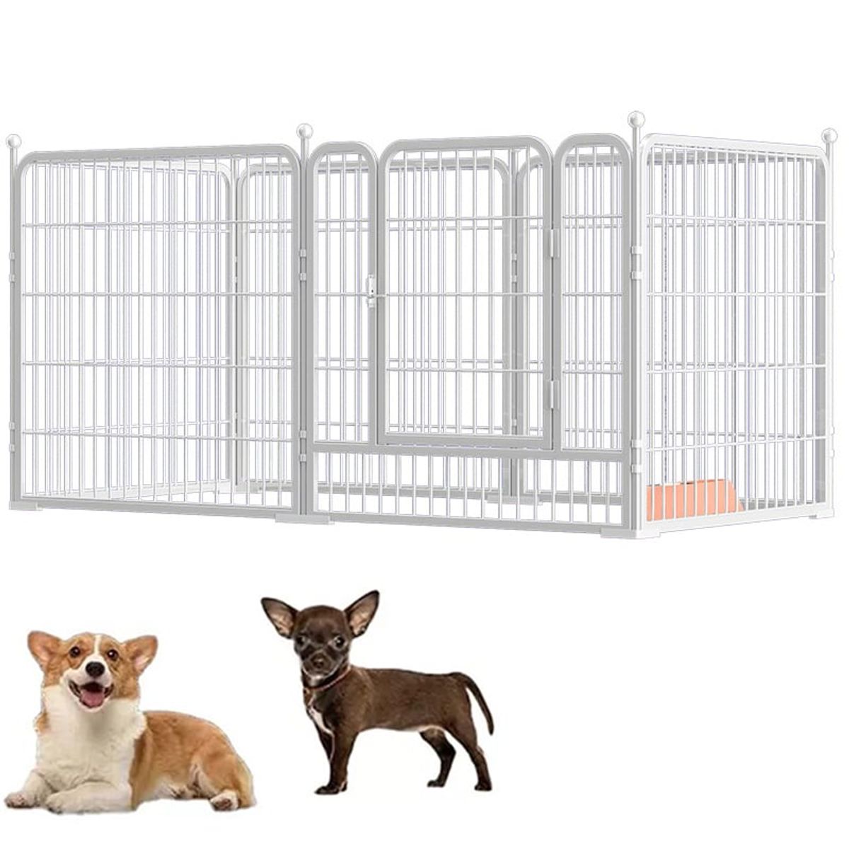 KUANGYE - Corral Para Mascotas Jaula Perros Gato Valla Metal 120×60cm