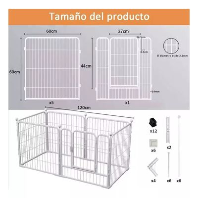 Imagen 2 del producto Corral Para Mascotas Jaula Perros Gato Valla Metal 120×60cm