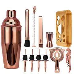 KUANGYE - Juego De Coctelera Cobre Inoxidable Profesional Bar 12 Pcs