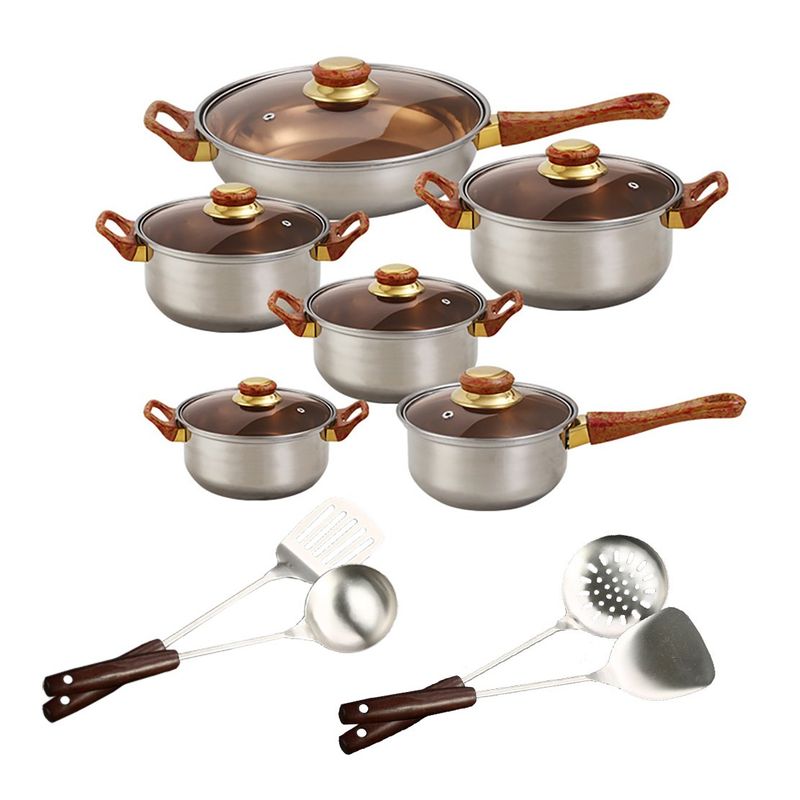 VERCI - Bateria Cocina Cacerolas 16 Piezas Juego De Ollas Sarten Acero Inox