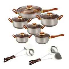 VERCI - Bateria Cocina Cacerolas 16 Piezas Juego De Ollas Sarten Acero Inox