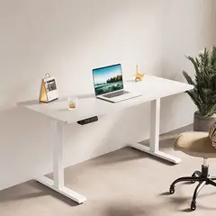 ANGELES DEL HOGAR - Escritorio Ergonomico de Lujo De 120 cm Altura Ajustable Color Blanco