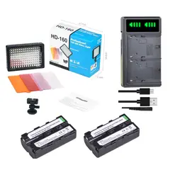 GENERICO - FOCO LED 160 + 3 FILTROS COLORES + CARGADOR DOBLE + 2 BATERÍAS