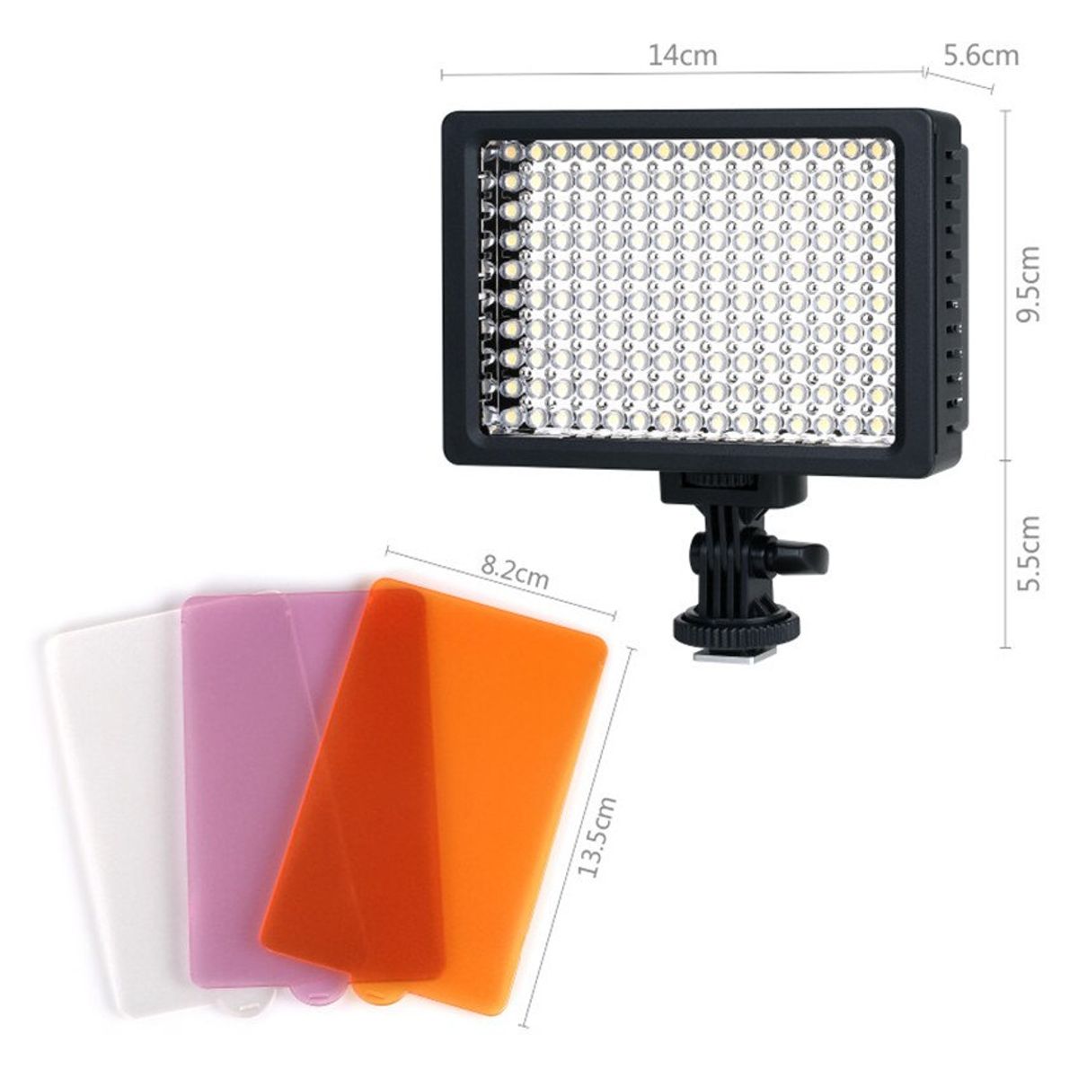 GENERICO - FOCO LED 160 + 3 FILTROS COLORES + CARGADOR DOBLE + 2 BATERÍAS