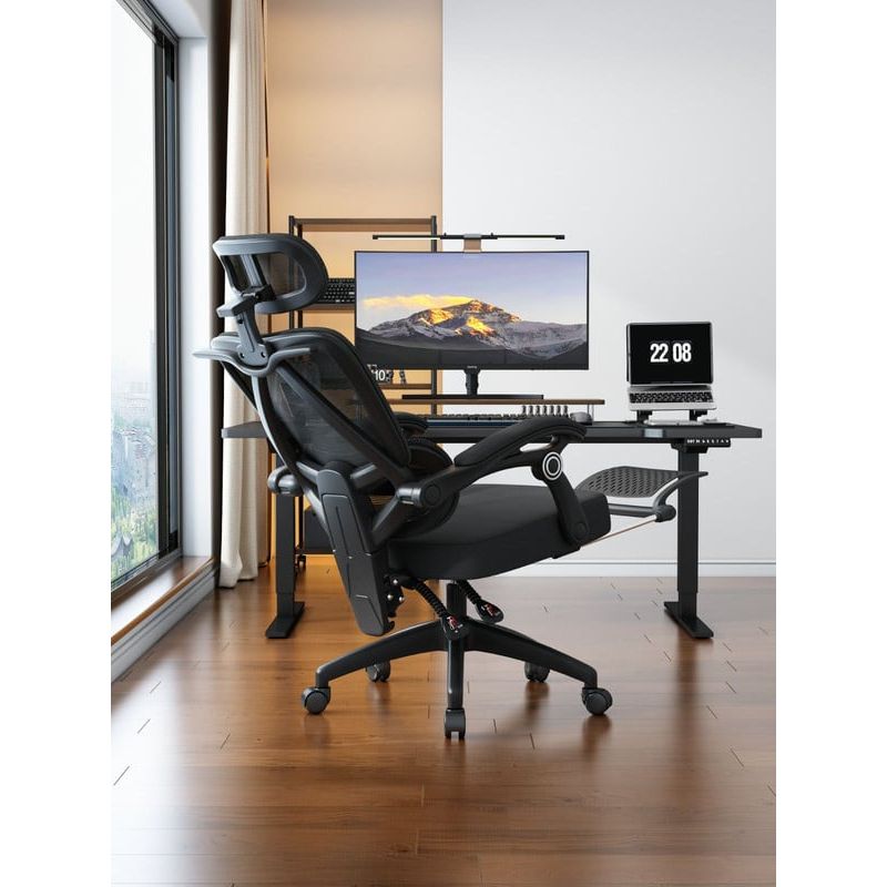 ANGELES DEL HOGAR - Silla Ergonómica De Oficina Con Reposabrazos Ajustables 3D Color Negro