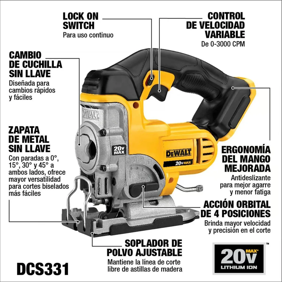 DEWALT - Caladora Inalambrica Dewalt Dcs331b 20v Solo - Envío Gratis