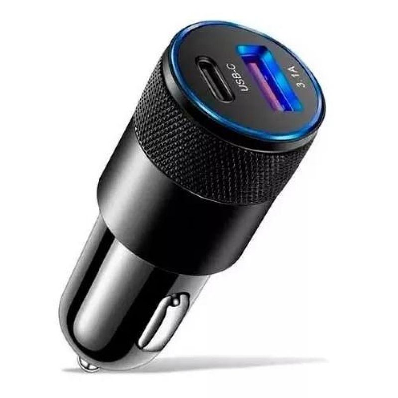 GENERICO - Cargador auto carga rápida tipo C 18W y USB 18W