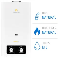 MADEMSA - Calefont Gas Natural 13 Litros Tiro Natural Ionizado Essential 13 Eco GN Blanco