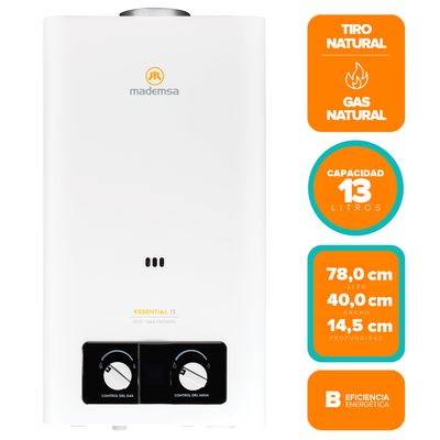 Imagen 2 del producto Calefont Gas Natural 13 Litros Tiro Natural Ionizado Essential 13 Eco GN Blanco