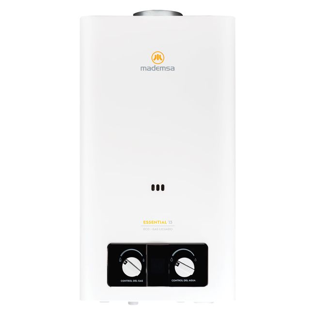 MADEMSA - Calefont Gas Licuado Mademsa 13 Litros Tiro Natural Ionizado Essential 13 Eco GL Blanco