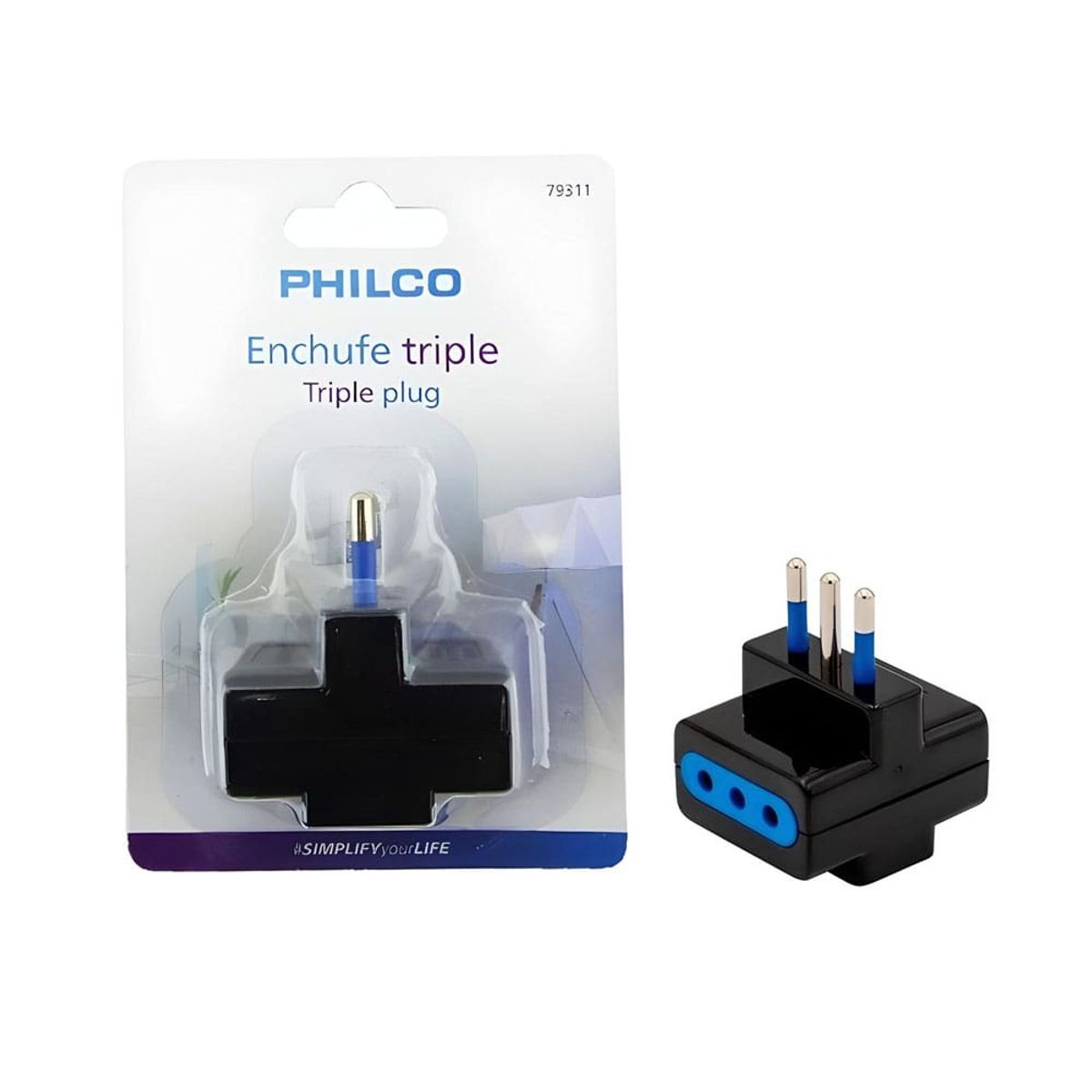 PHILCO - Enchufe Triple Ladron De Corriente De 3 Patas