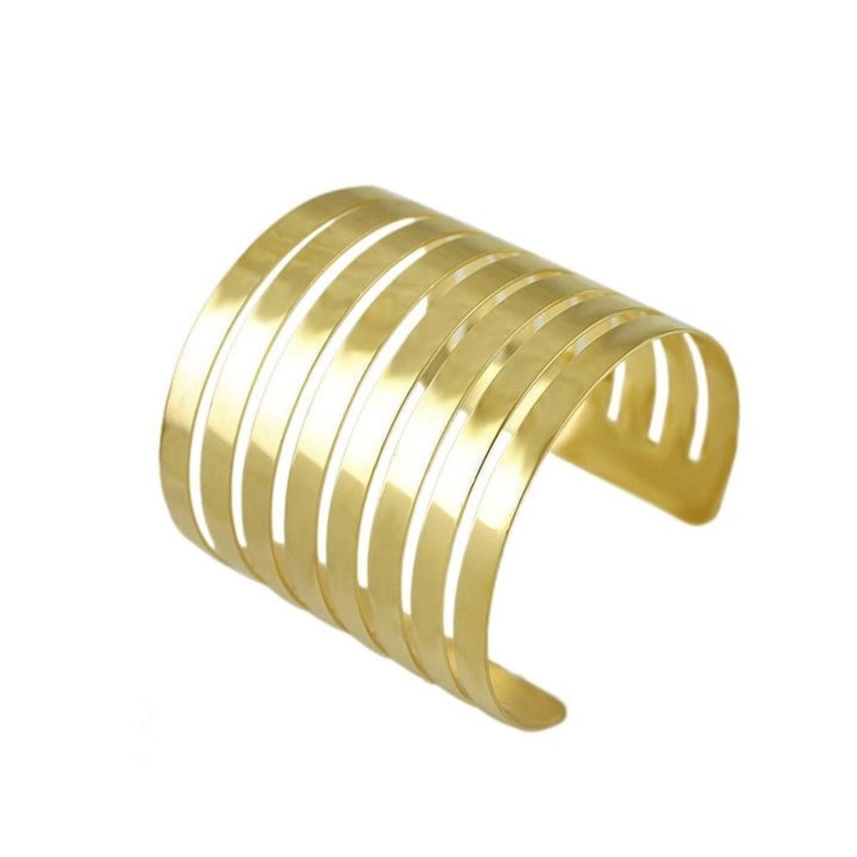 VANE COLLECTION - Pulsera para mujer esclava ancha metálica dorada en acero con baño de oro