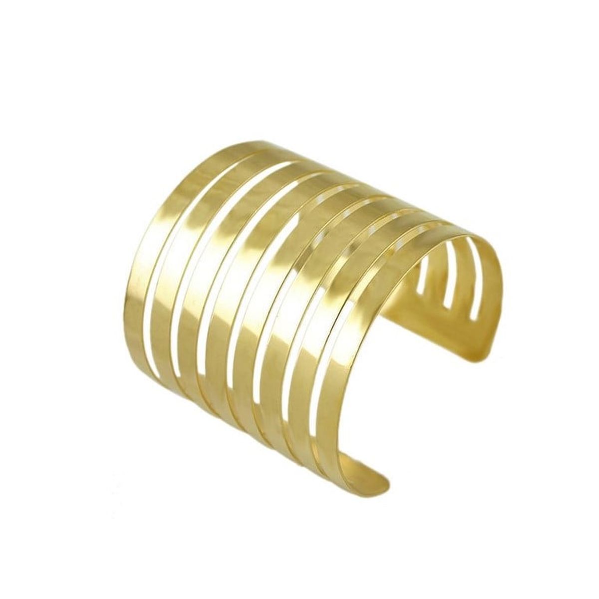 VANE COLLECTION - Pulsera para mujer esclava ancha metálica dorada en acero con baño de oro