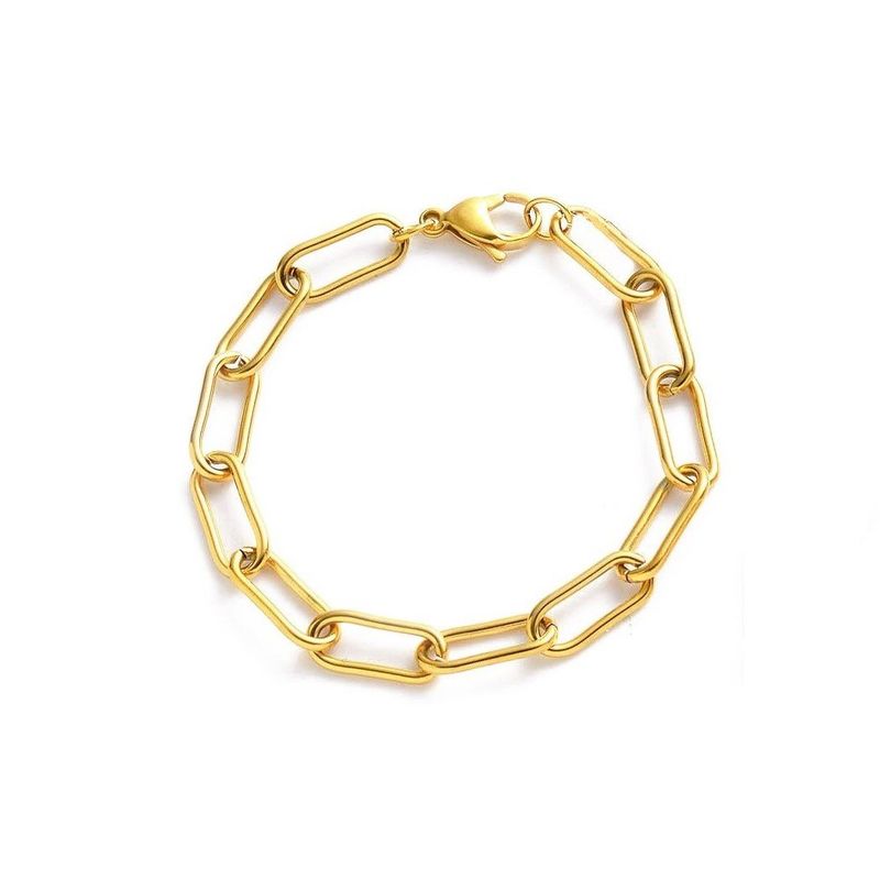 VANE COLLECTION - Pulsera mujer cadenas eslabones clip acero y baño de oro