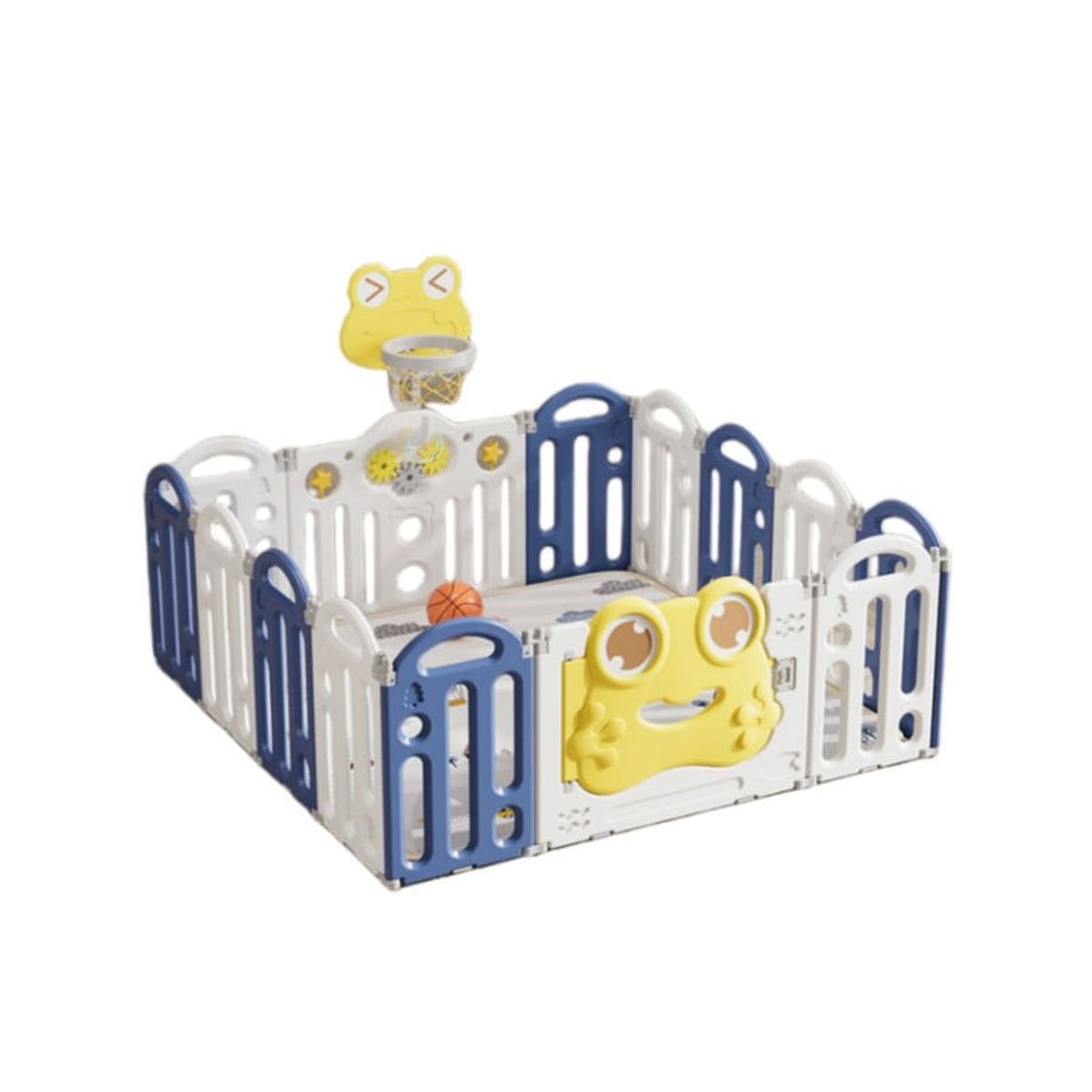 BABYLUNA - Corral 14 Piezas Bebé Plegable Alfombra y Juegos Rana Azul