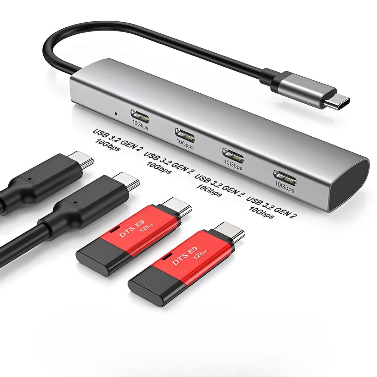 TECMASTER - HUB USB-C 3.2 Aluminium 4 Puertos C Tecmaster TM-100554