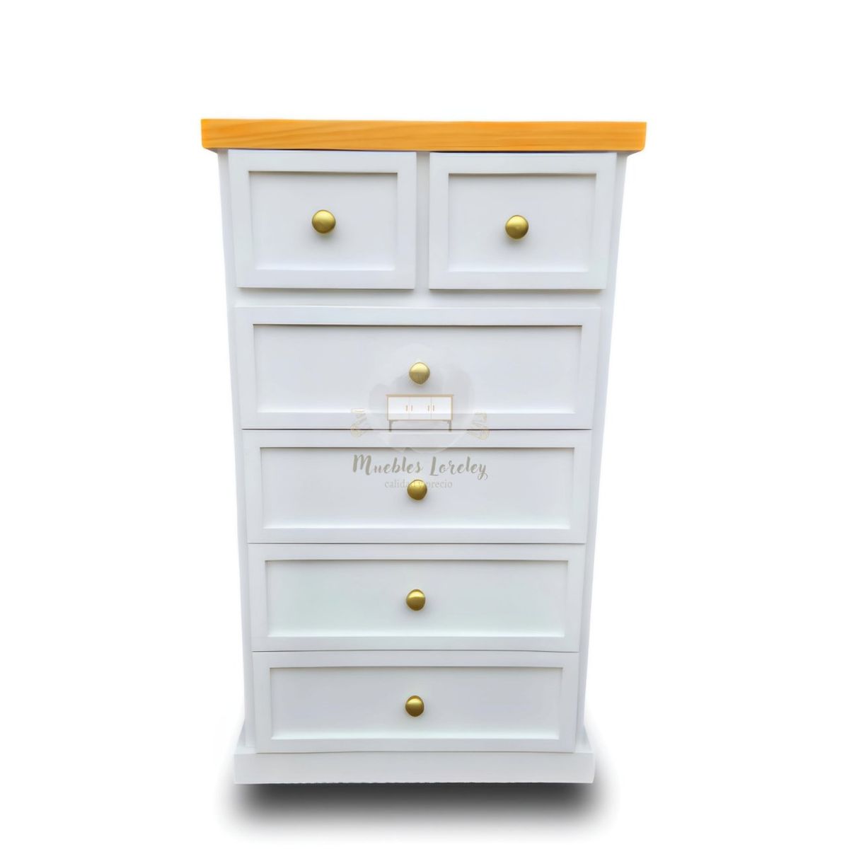 RUSTIC STYLE - COMODÍN MADERA 4+2 BLANCA Y MIEL