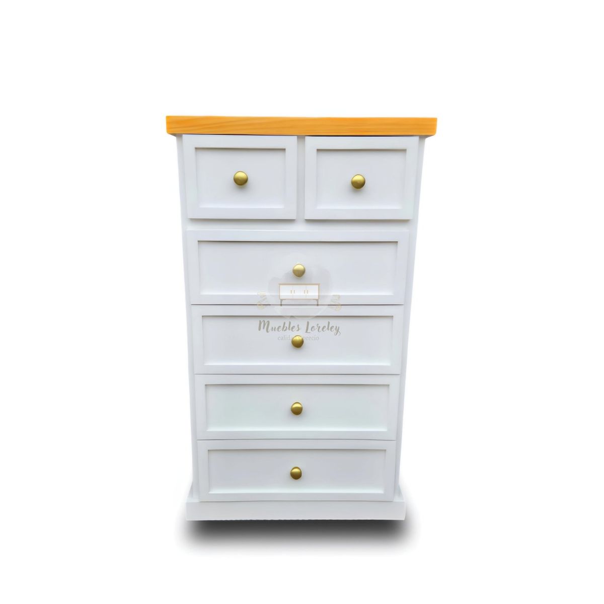 RUSTIC STYLE - COMODÍN MADERA 4+2 BLANCA Y MIEL