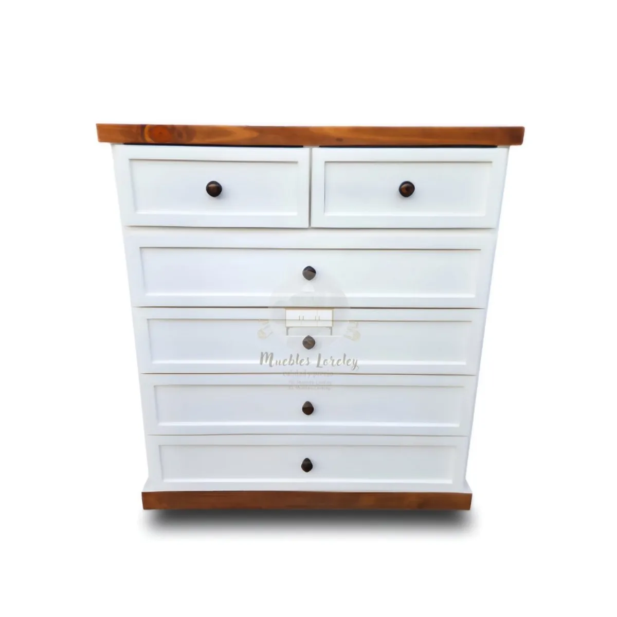 RUSTIC STYLE - COMODÍN MADERA 4+2 BLANCA Y NOGAL