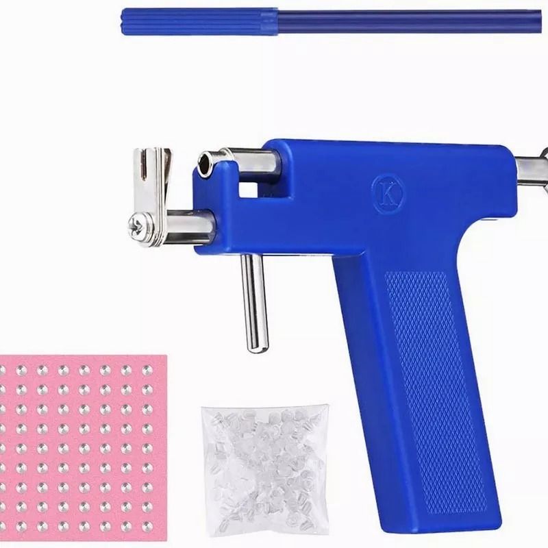 GENERICO - Kit Pistola Perforadora Para Aros Y Piercing + 98 Aros