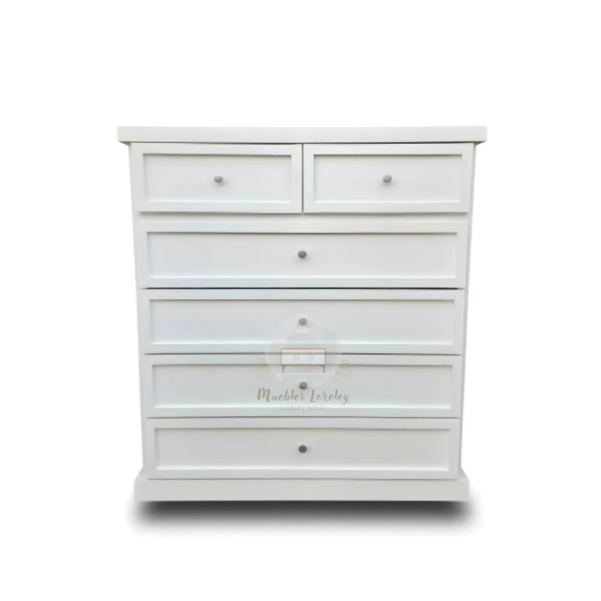 RUSTIC STYLE - COMODÍN MADERA 4+2 BLANCA + TIRADORES DELUXE PREMIUM