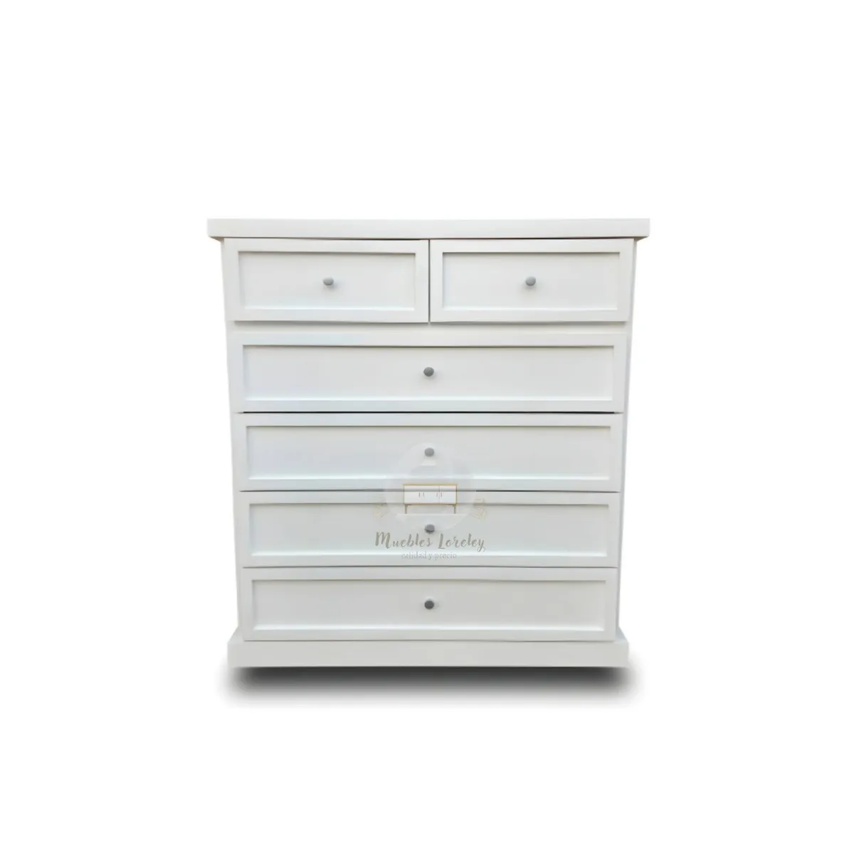 RUSTIC STYLE - COMODÍN MADERA 4+2 BLANCA + TIRADORES DELUXE PREMIUM