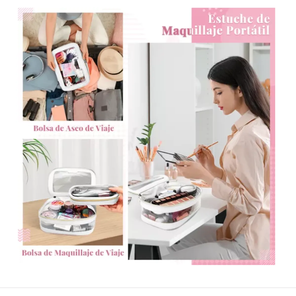 GENERICO - Cosméticos Organizador De Bolsa Maquillaje Transparente 2pzs