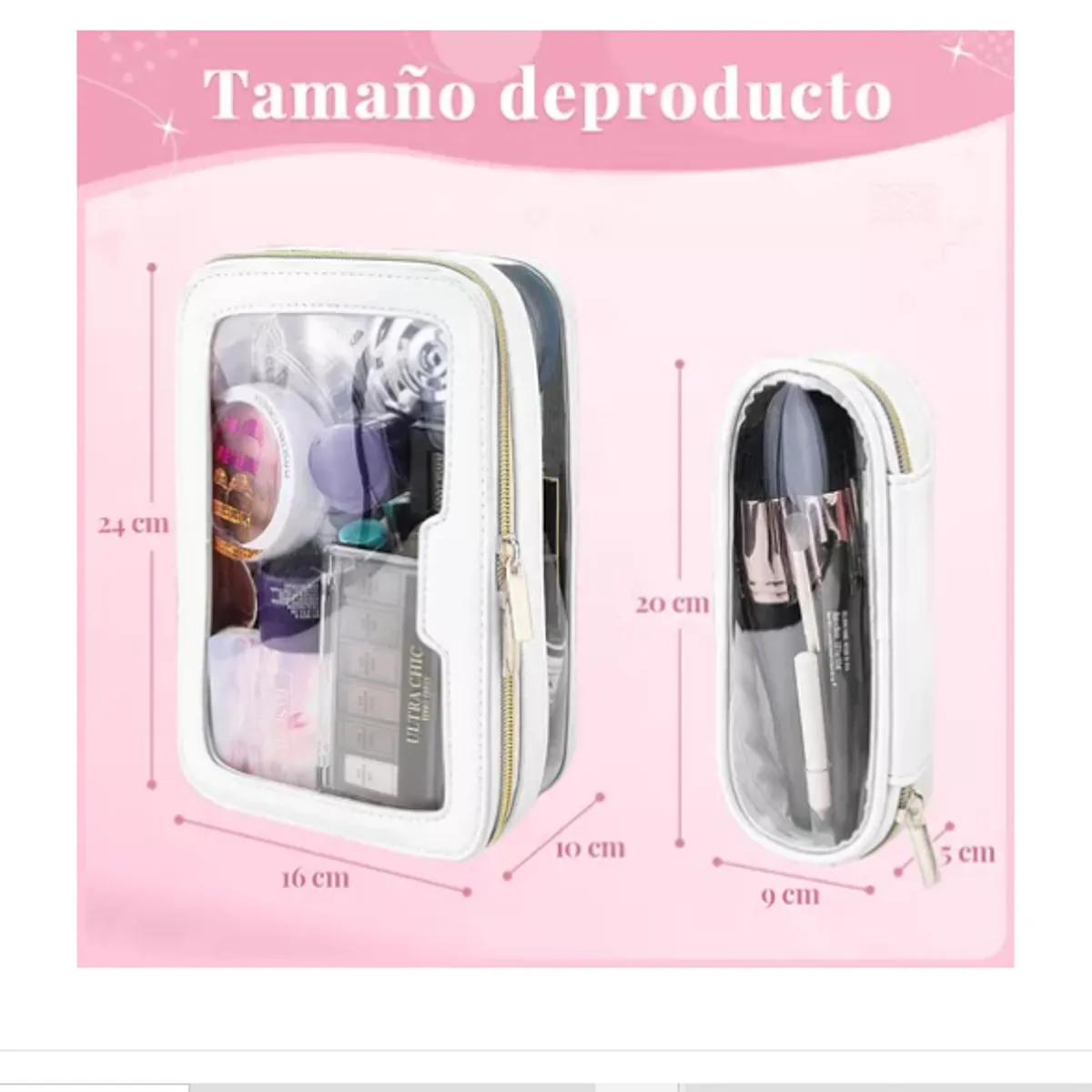 GENERICO - Cosméticos Organizador De Bolsa Maquillaje Transparente 2pzs