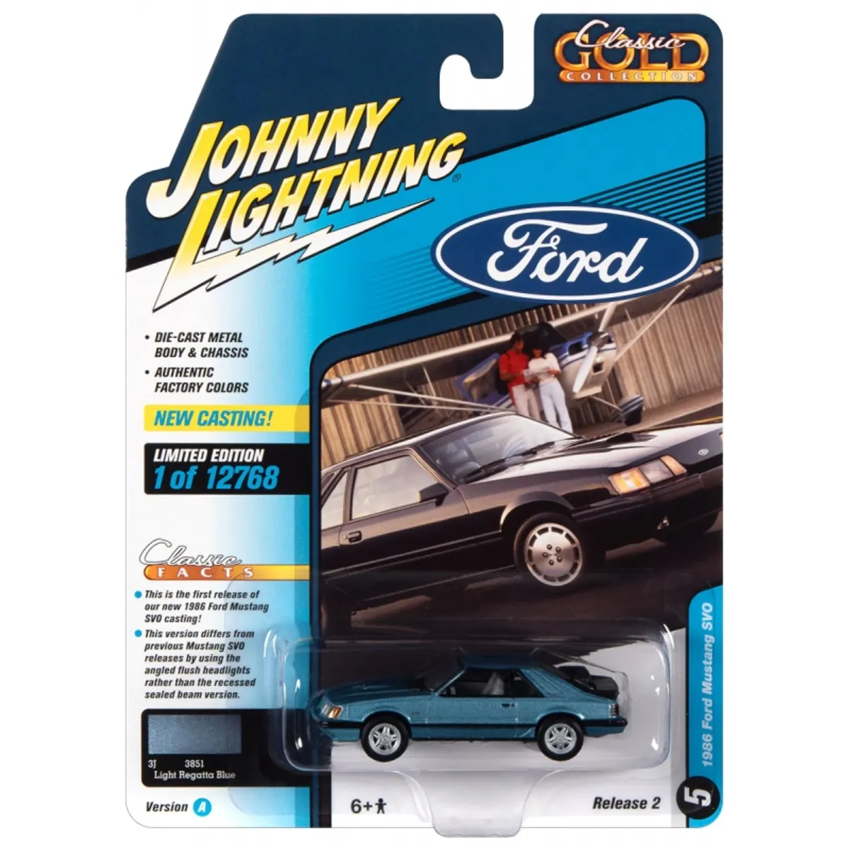GENERICO - JOHNNY JLSP247A 1-64 1986 FORD MUSTANG SVO LT BLUE