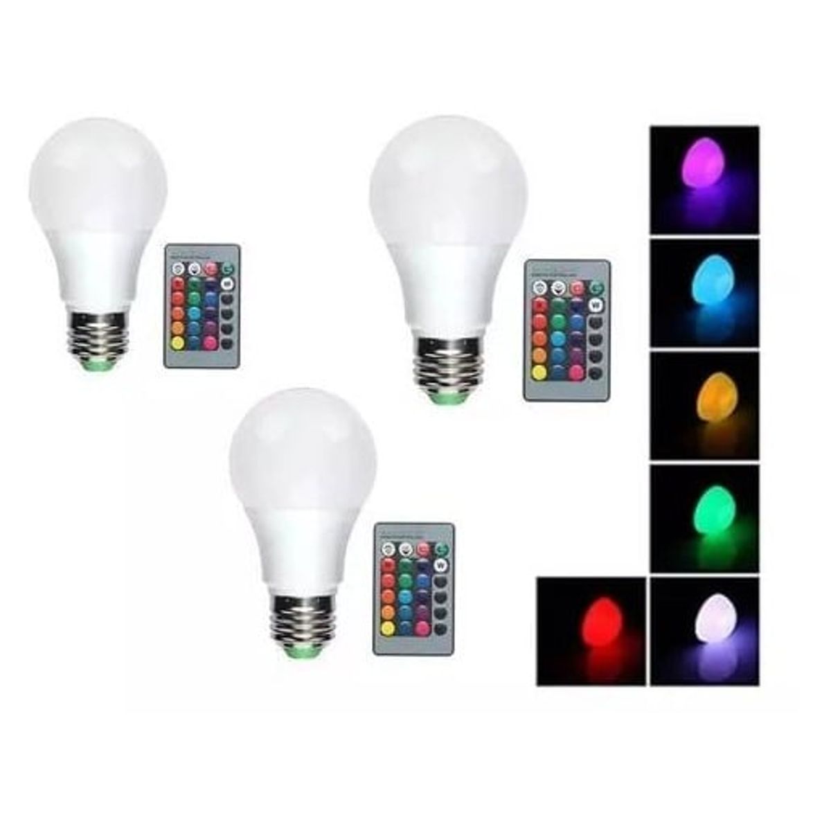 GENERICO - PACK 3 Ampolletas Led E27 5W Colores F210 con control remoto