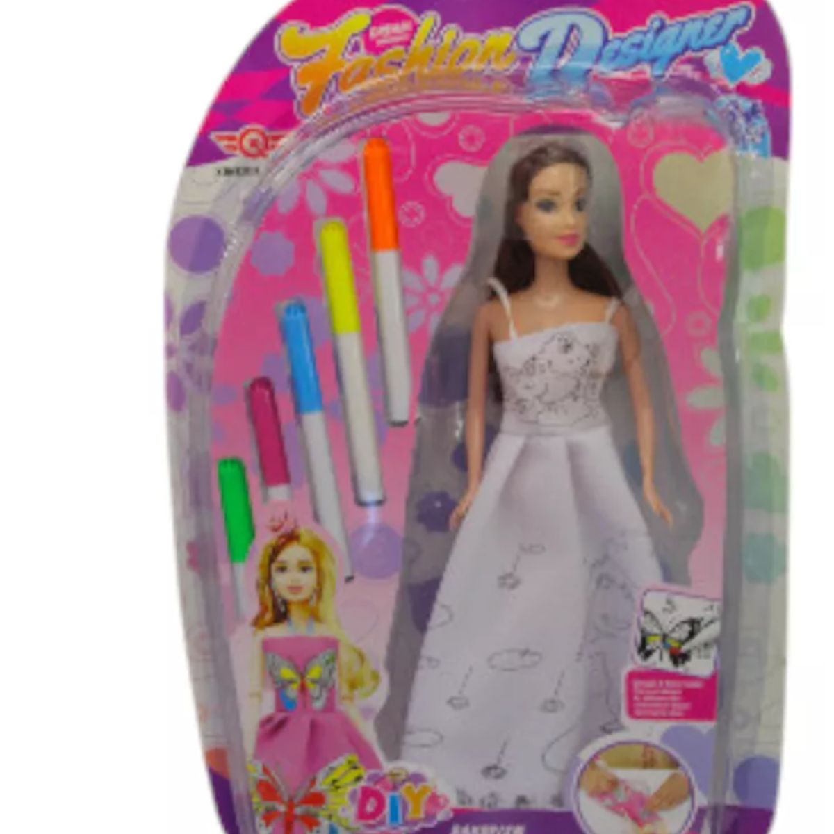GENERICO - Muñeca Para Pintar Niñas Barbie Lavable Con Plumones