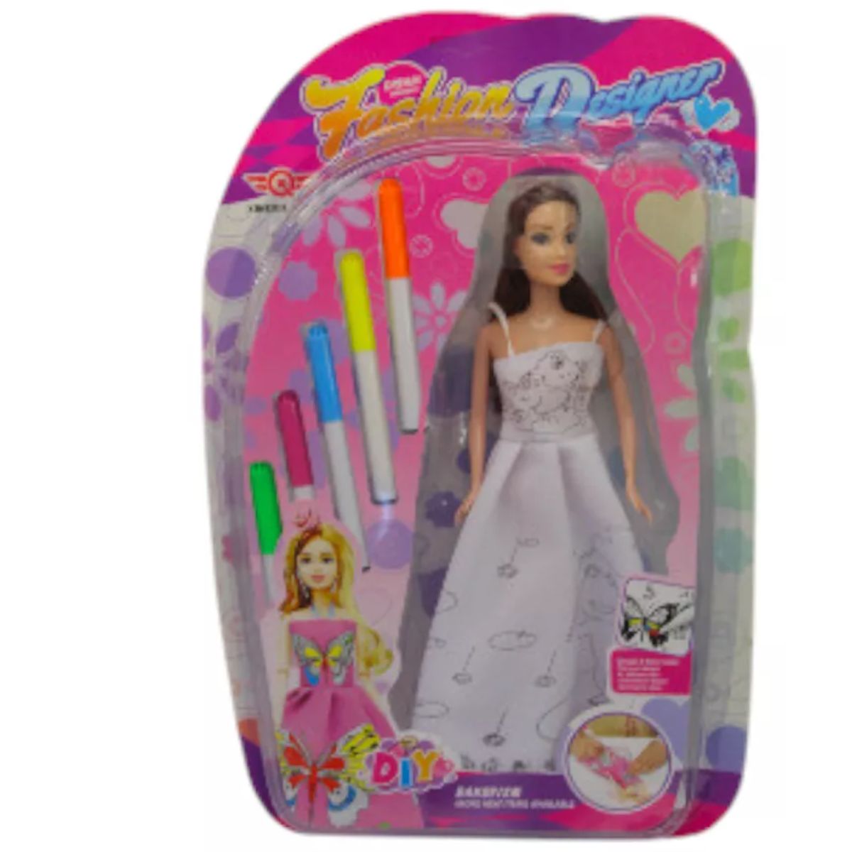 GENERICO - Muñeca Para Pintar Niñas Barbie Lavable Con Plumones