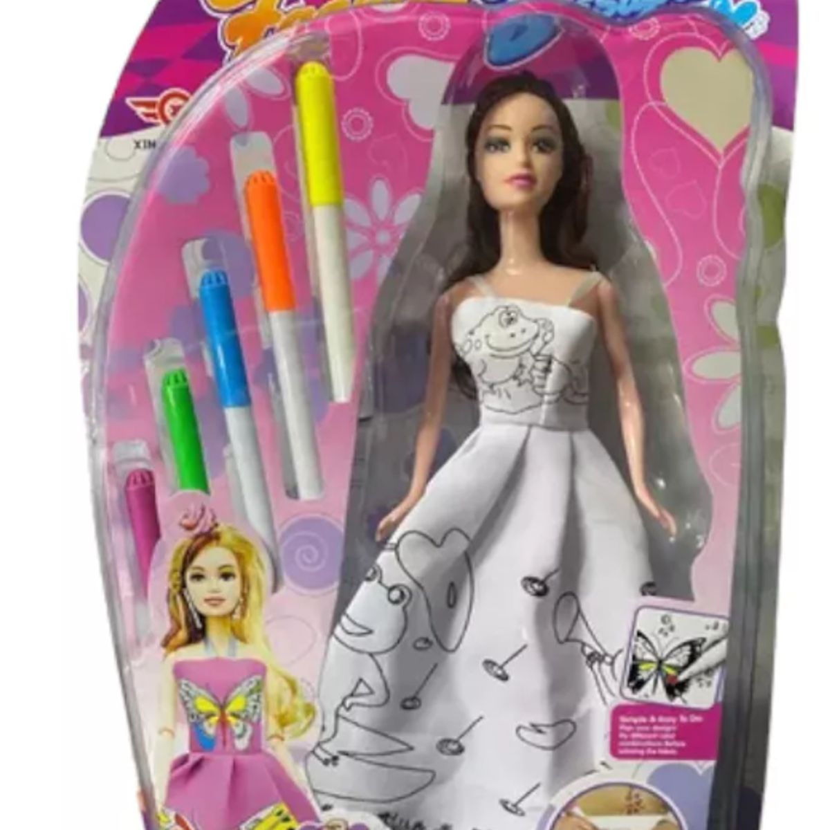 GENERICO - Muñeca Para Pintar Niñas Barbie Lavable Con Plumones