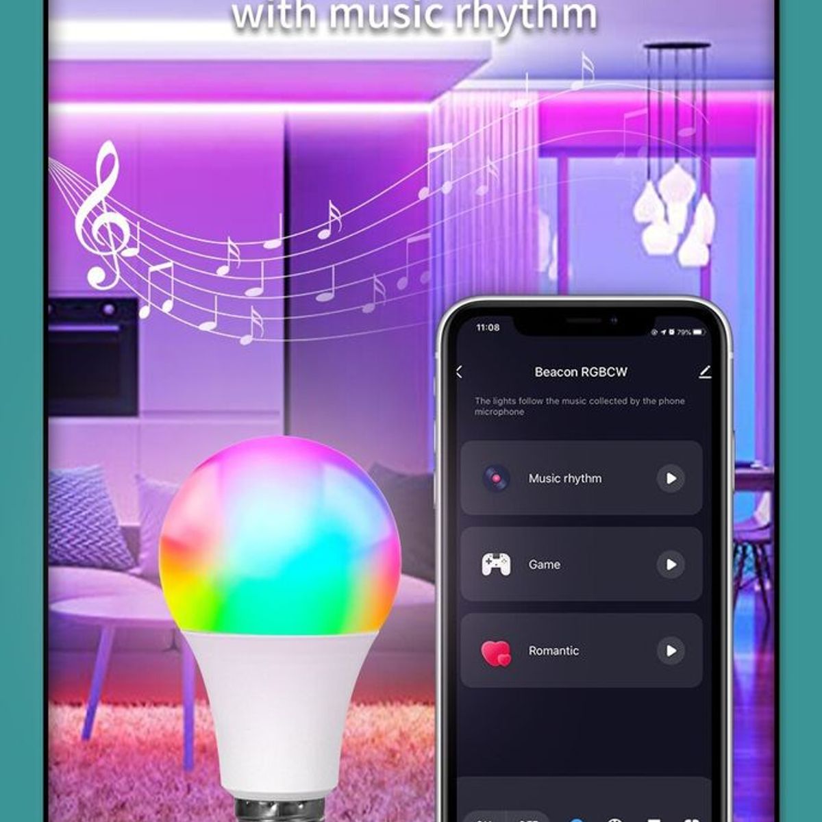 GENERICO - Tuya-bombilla inteligente E27 con Bluetooth