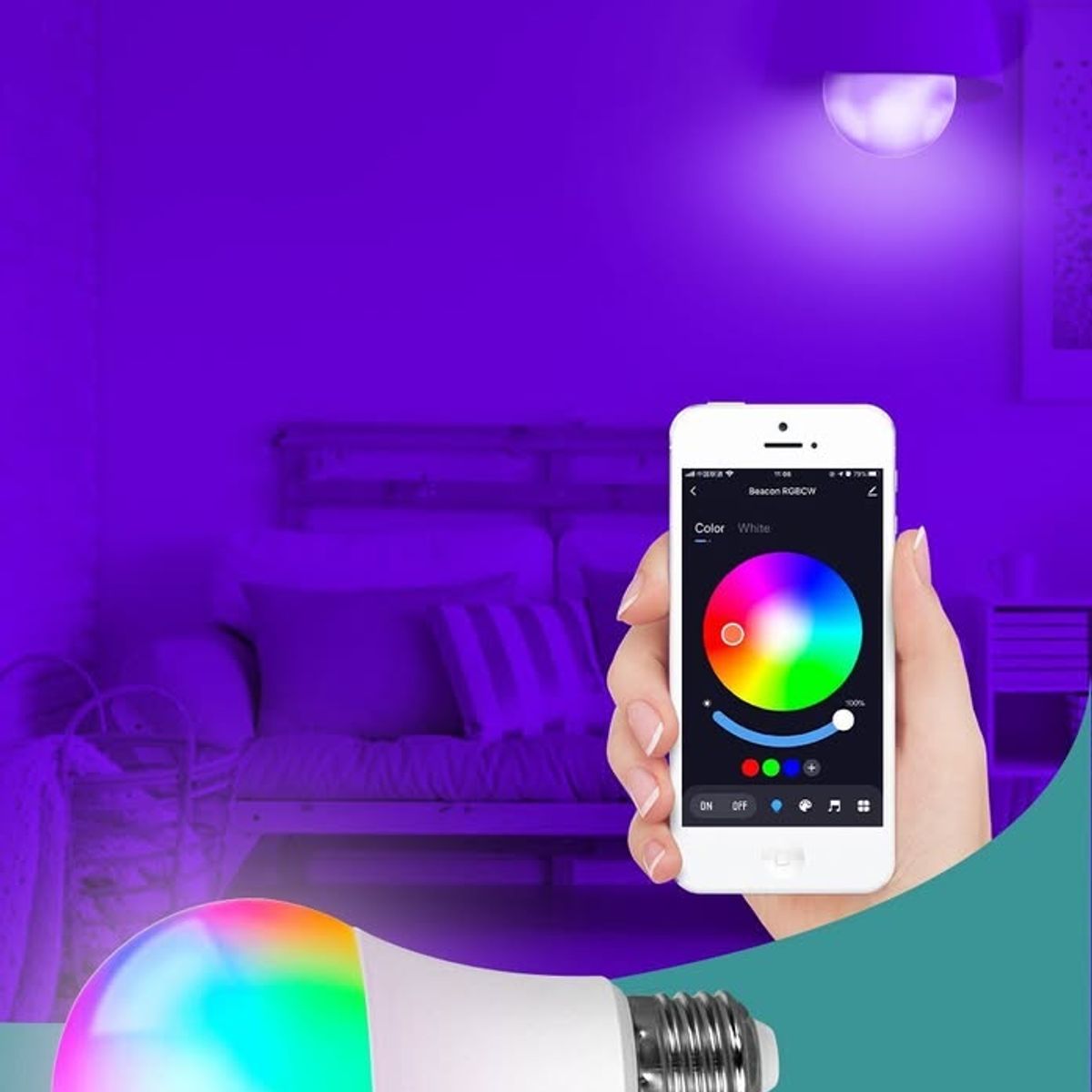 GENERICO - Tuya-bombilla inteligente E27 con Bluetooth