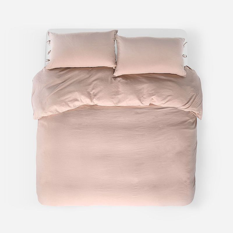 ROSEN - Funda Plumón Lino-Algodón Pure Liso Rosa Nude King