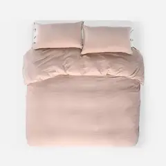 ROSEN - Funda Plumón Lino-Algodón Pure Liso Rosa Nude King