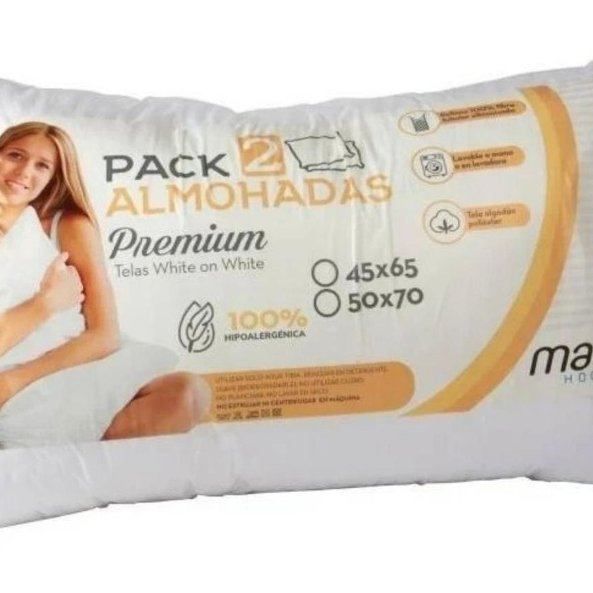 MASEL - Pack de Almohadas Premium White on White Blanco sobre Blanco