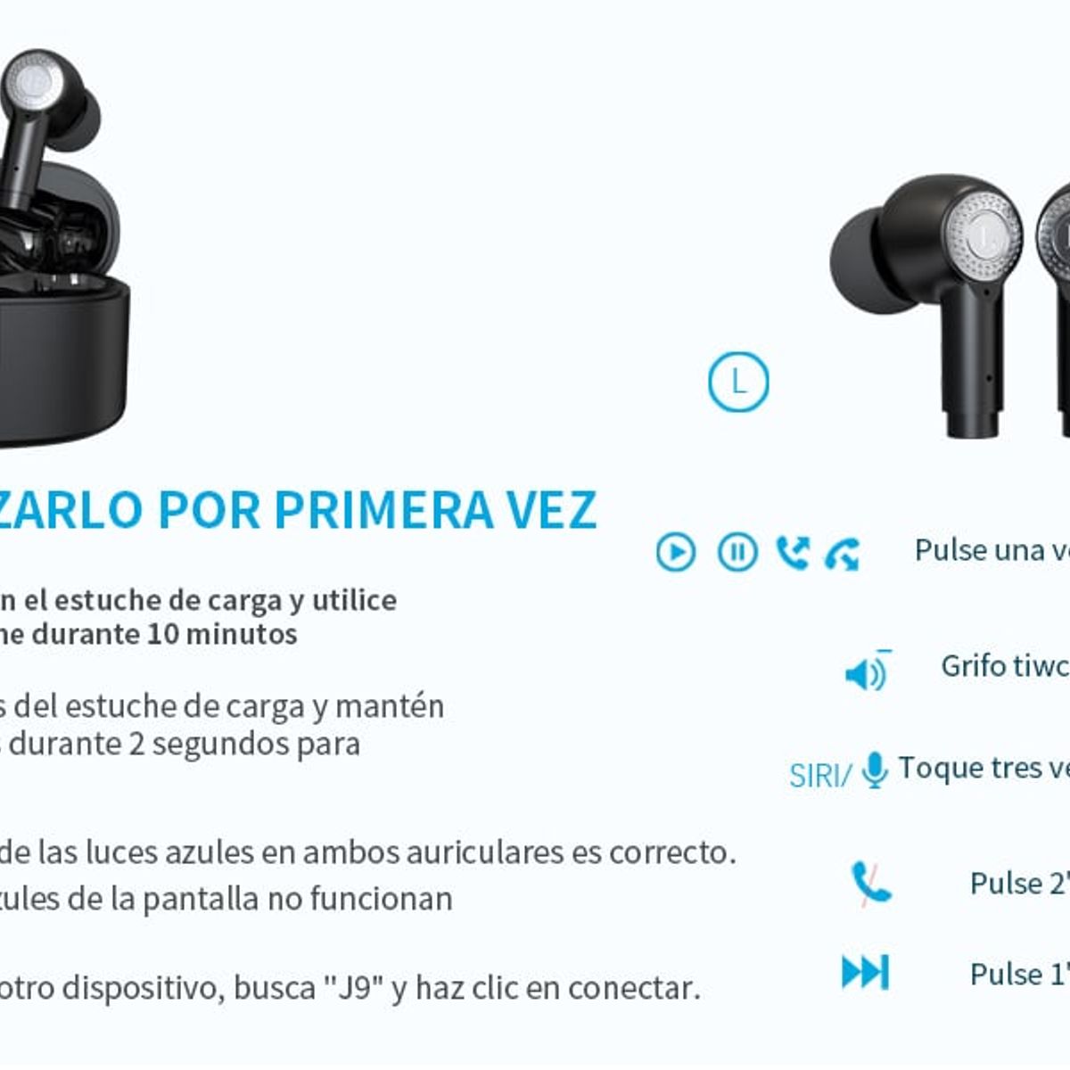 GENERICO - Audífono In-ear Inalámbrico Bluetooth 5.3 Tws J9 Micrófono