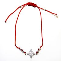 Pulsera Nudo De Bruja Plano Cordón Rojo Plata Fina 925