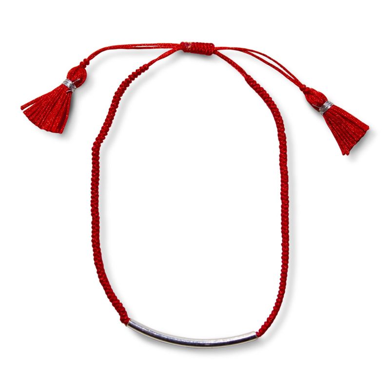 ANDREA COGGIOLA JOYAS - Pulsera Tubo Cordón Rojo Plata Fina 925