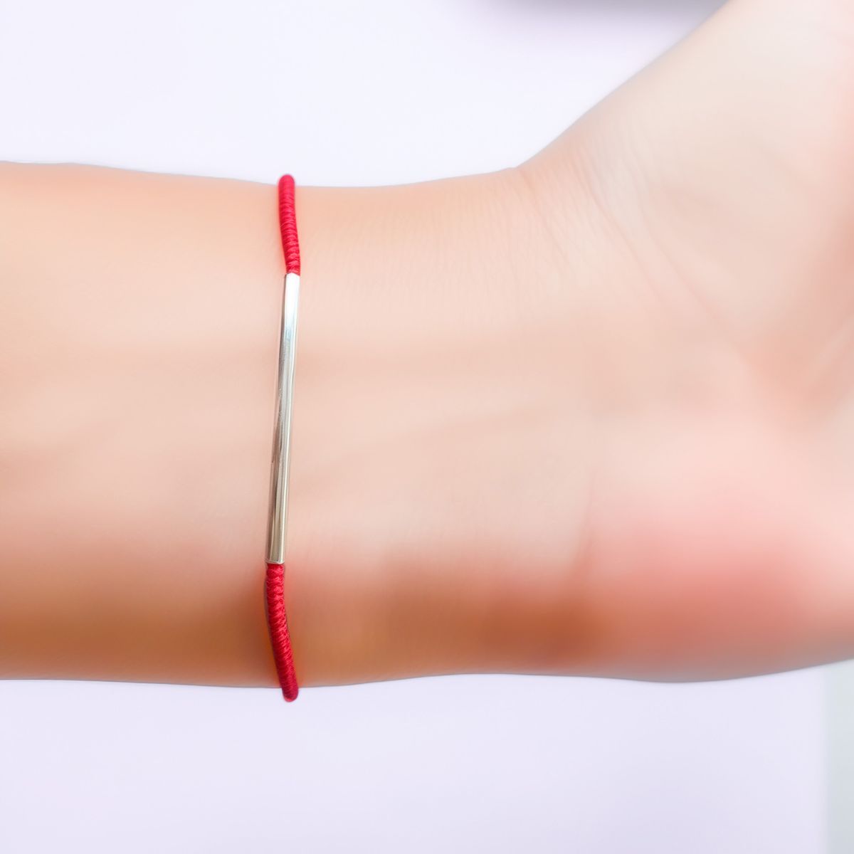 COGGIOLA - Pulsera Tubo Cordón Rojo Plata Fina 925