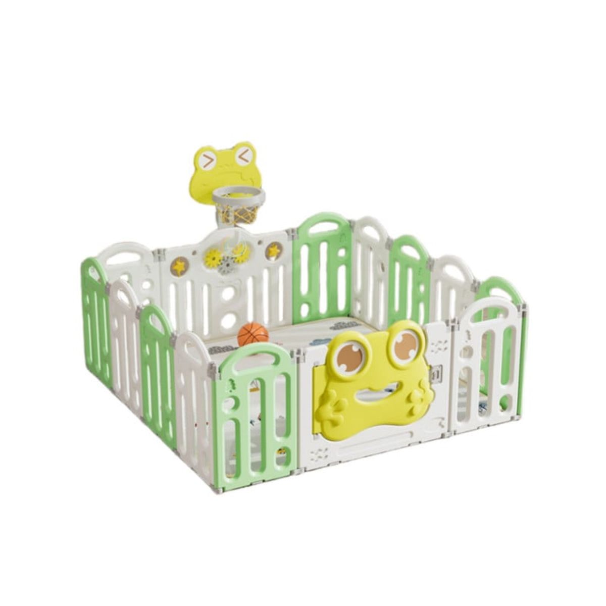 BABYLUNA - Corral 14 Piezas Bebé Plegable Alfombra y Juegos Rana Verde